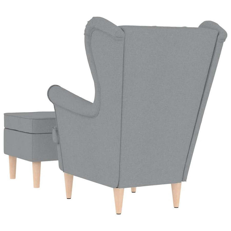 Fauteuil met voetenbankje stof lichtgrijs