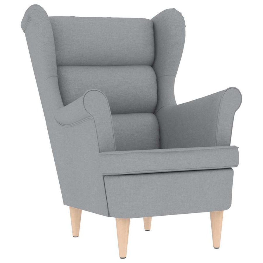 Fauteuil met voetenbankje stof lichtgrijs