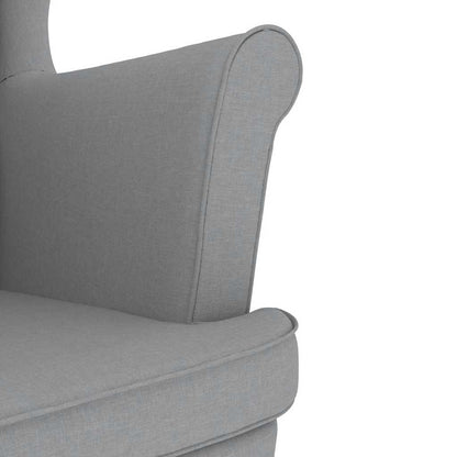 Fauteuil met voetenbankje stof lichtgrijs