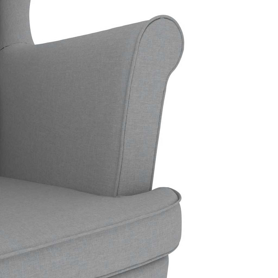 Fauteuil met voetenbankje stof lichtgrijs