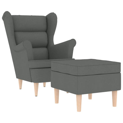Fauteuil met voetenbankje stof donkergrijs