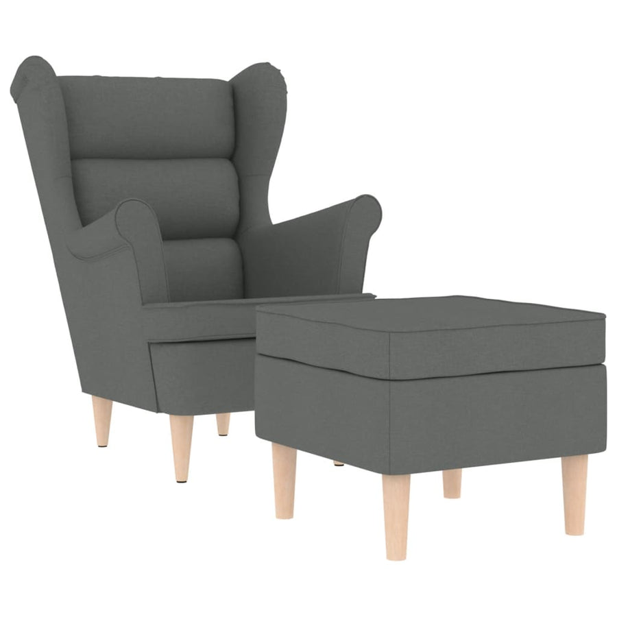 Fauteuil met voetenbankje stof donkergrijs