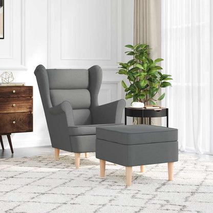 Fauteuil met voetenbankje stof donkergrijs
