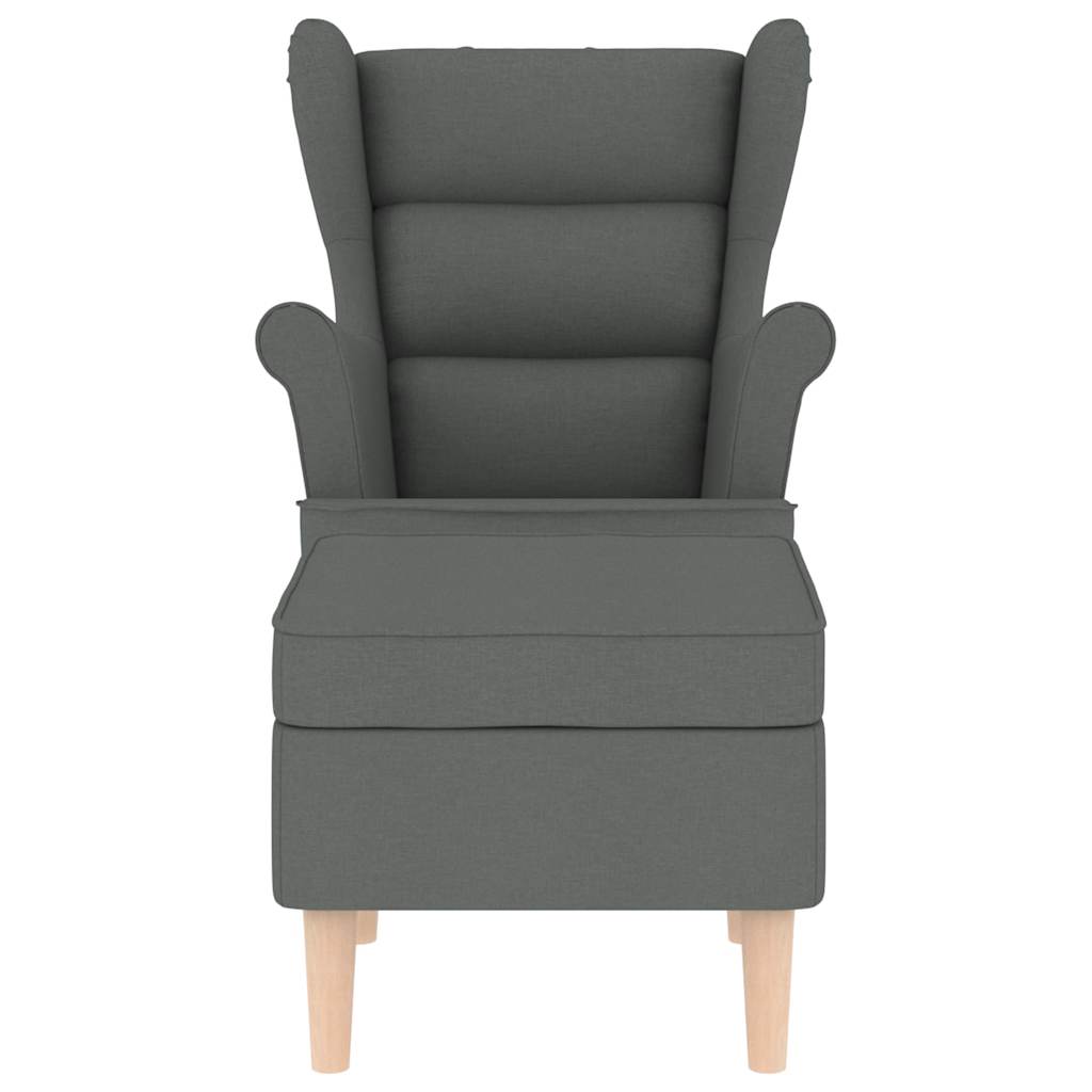 Fauteuil met voetenbankje stof donkergrijs