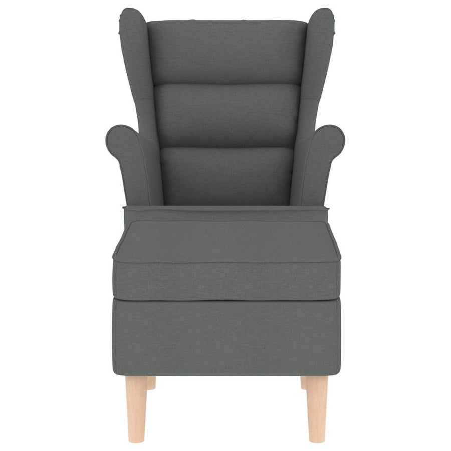 Fauteuil met voetenbankje stof donkergrijs