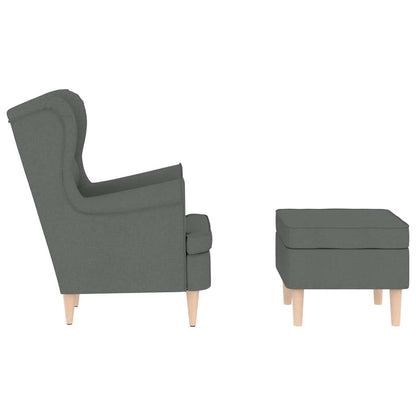 Fauteuil met voetenbankje stof donkergrijs