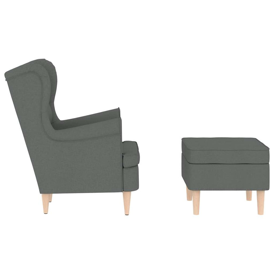 Fauteuil met voetenbankje stof donkergrijs