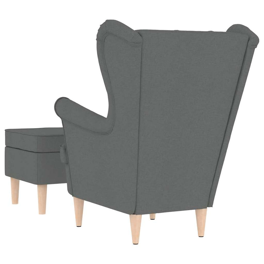 Fauteuil met voetenbankje stof donkergrijs