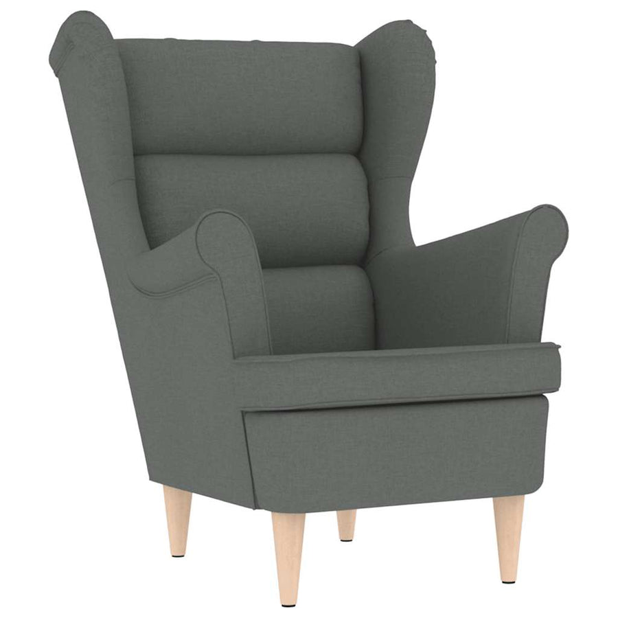 Fauteuil met voetenbankje stof donkergrijs