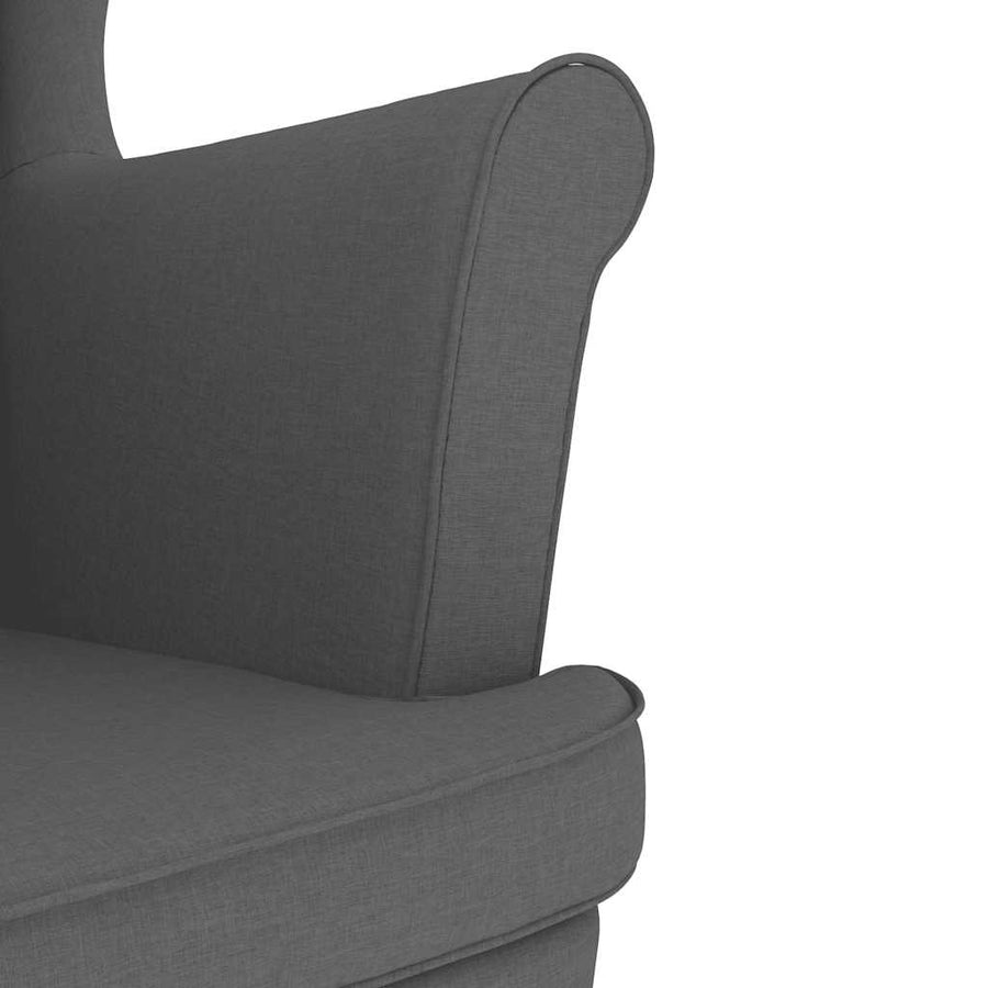 Fauteuil met voetenbankje stof donkergrijs
