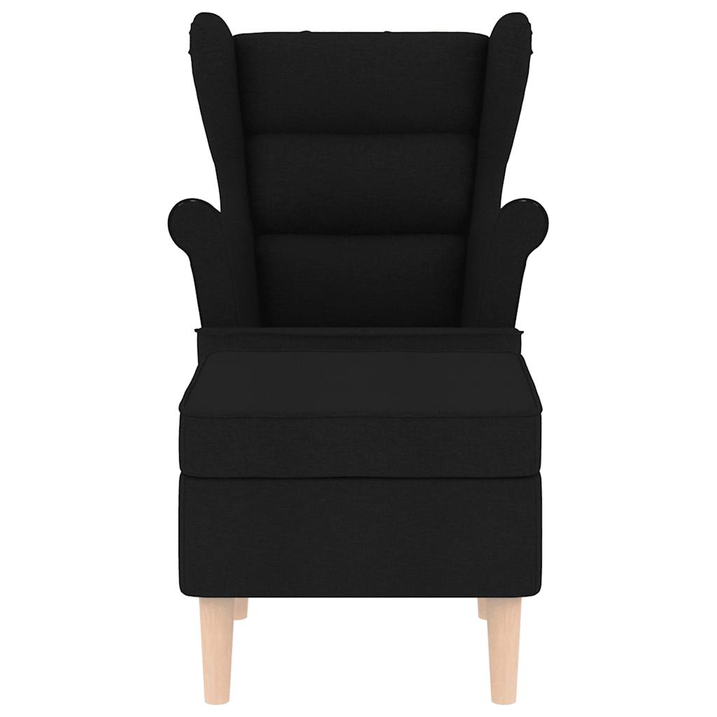 Fauteuil met voetenbankje stof zwart