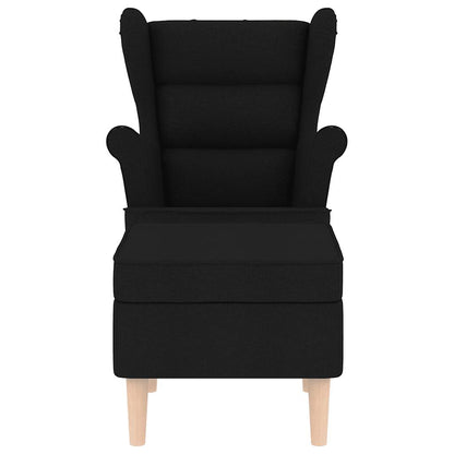 Fauteuil met voetenbankje stof zwart