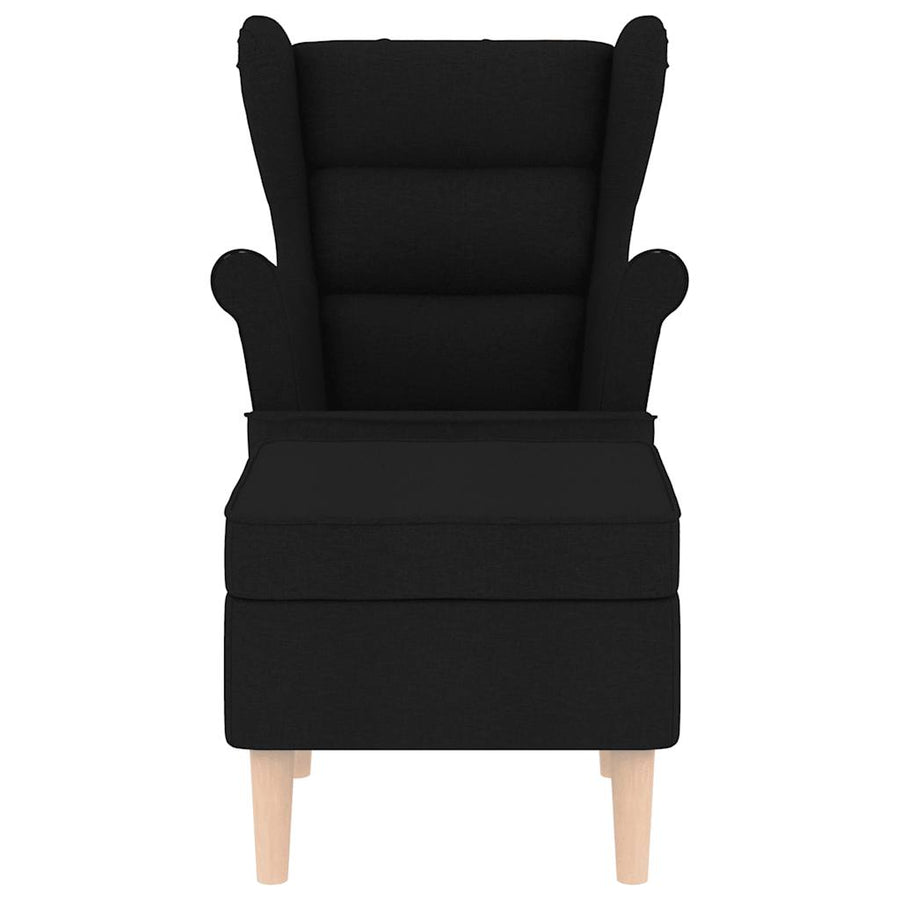 Fauteuil met voetenbankje stof zwart