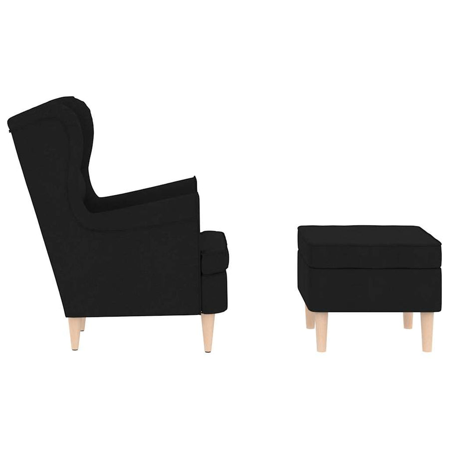 Fauteuil met voetenbankje stof zwart