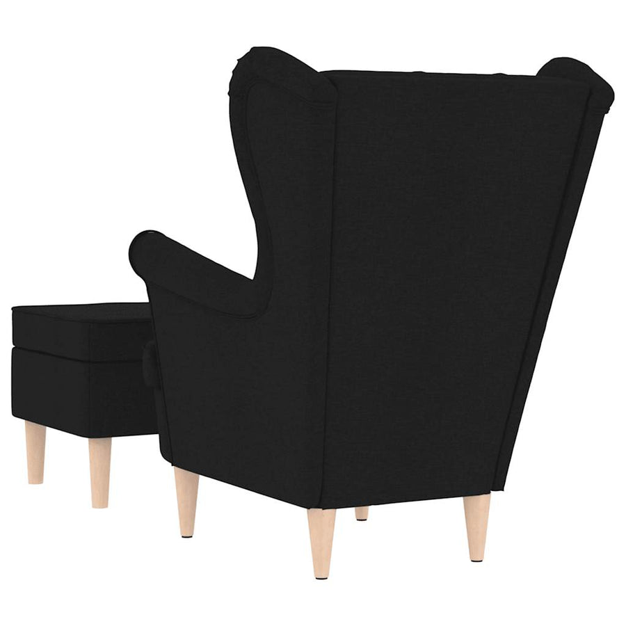 Fauteuil met voetenbankje stof zwart