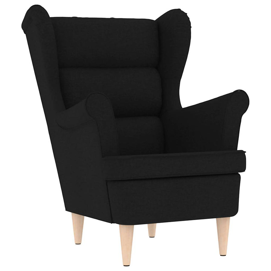 Fauteuil met voetenbankje stof zwart