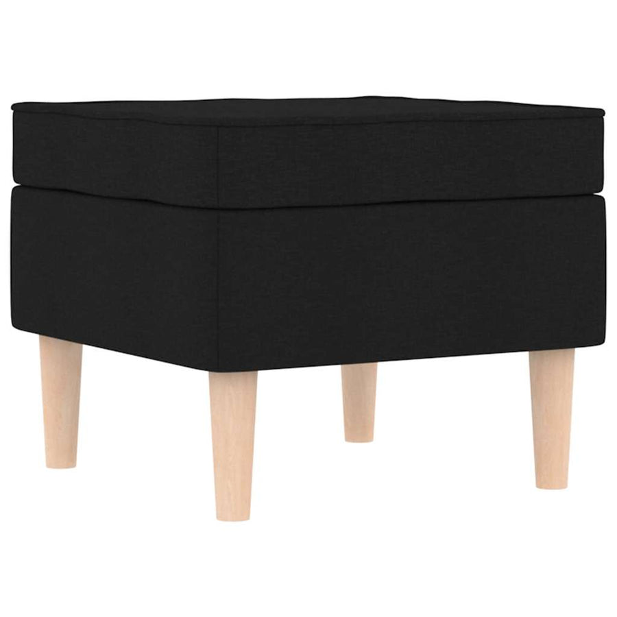 Fauteuil met voetenbankje stof zwart