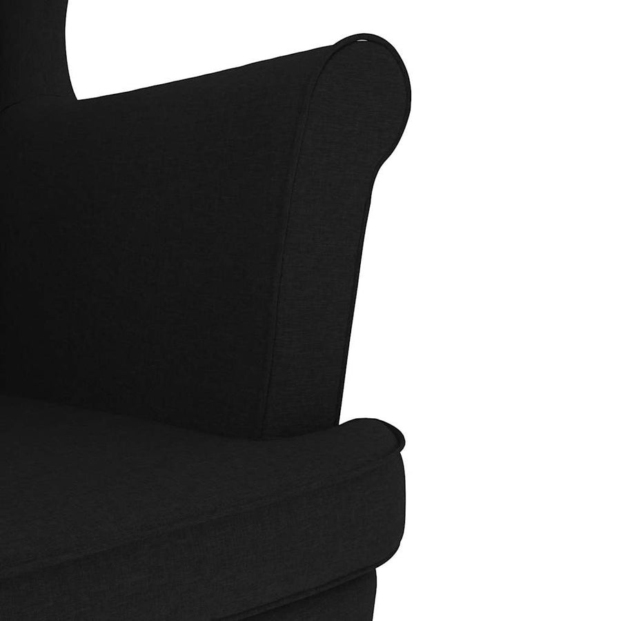 Fauteuil met voetenbankje stof zwart