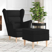 Fauteuil met voetenbankje stof zwart 74x84x100 cm