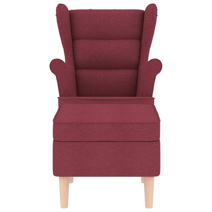 Fauteuil met voetenbankje stof wijnrood