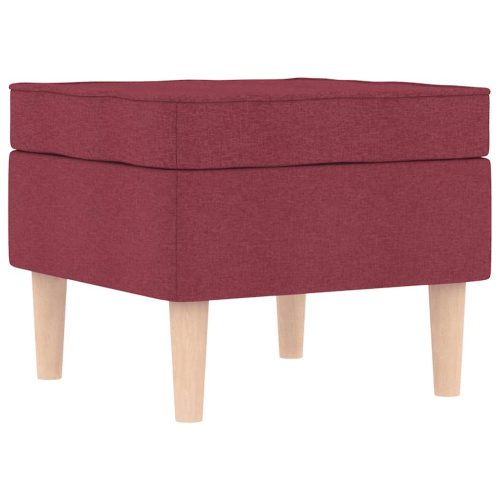 Fauteuil met voetenbankje stof wijnrood