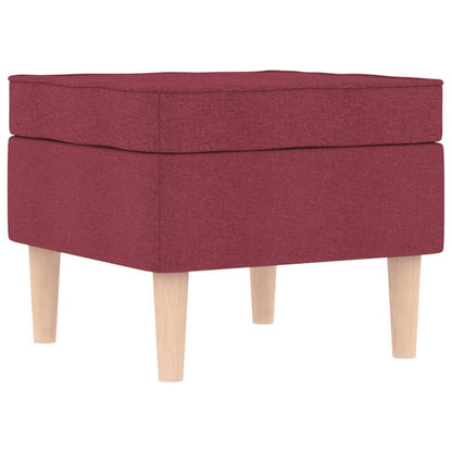 Fauteuil met voetenbankje stof wijnrood