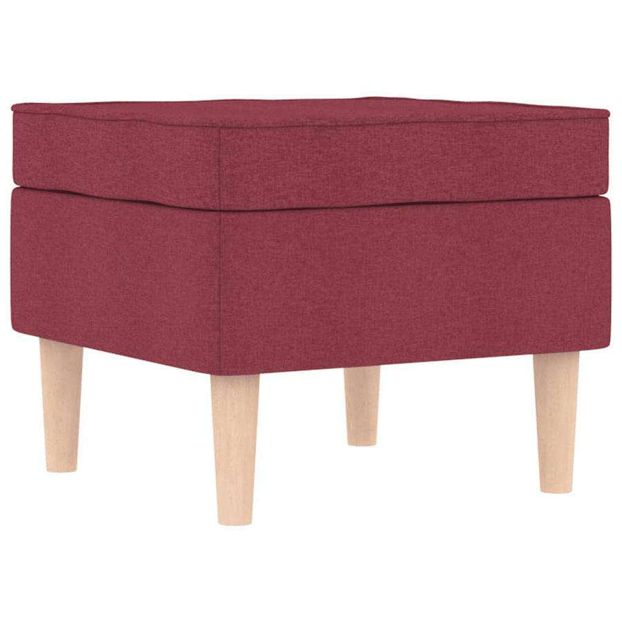 Fauteuil met voetenbankje stof wijnrood
