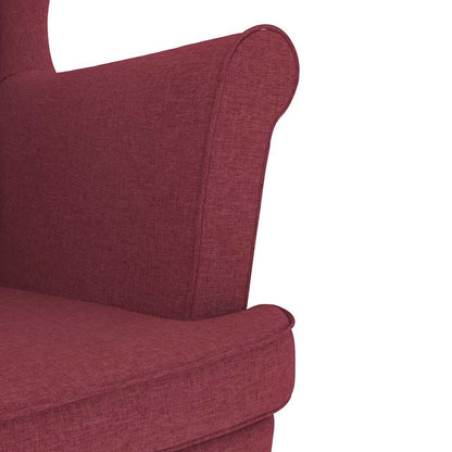 Fauteuil met voetenbankje stof wijnrood