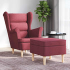 Armchair with ottoman, wine red fabric