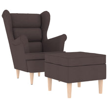 Fauteuil met voetenbankje stof donkerbruin