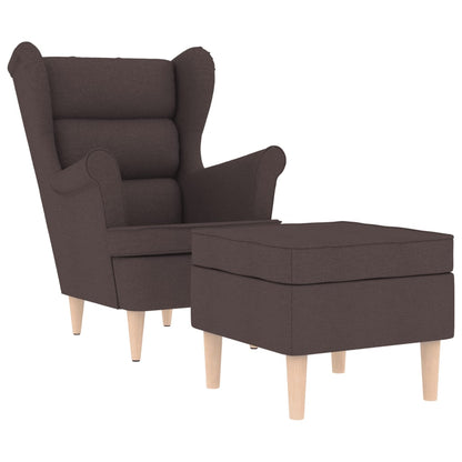 Fauteuil met voetenbankje stof donkerbruin