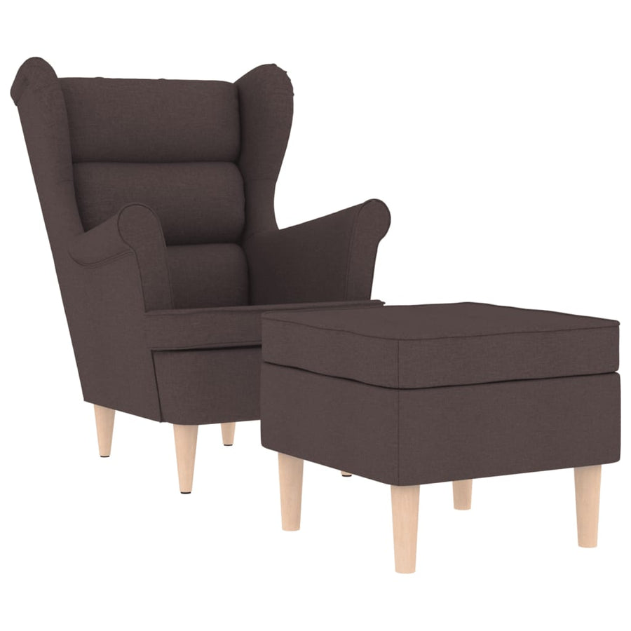 Fauteuil met voetenbankje stof donkerbruin