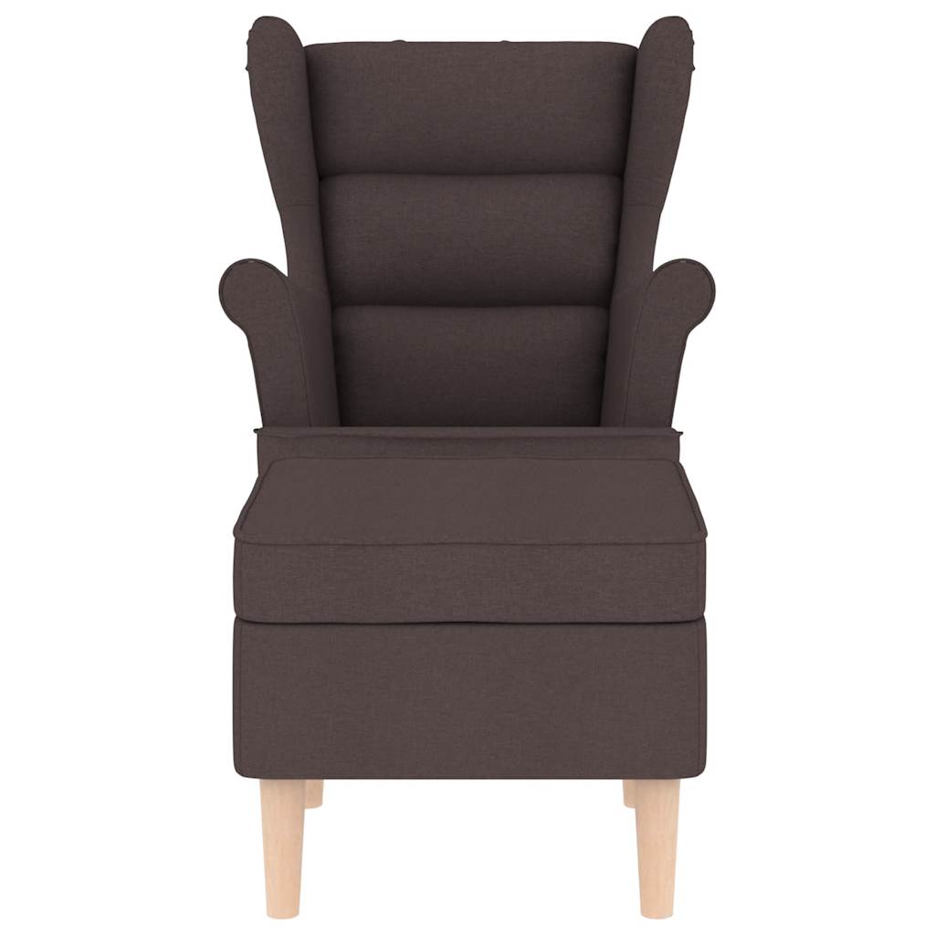Fauteuil met voetenbankje stof donkerbruin