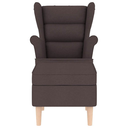 Fauteuil met voetenbankje stof donkerbruin
