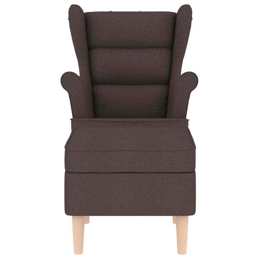 Fauteuil met voetenbankje stof donkerbruin