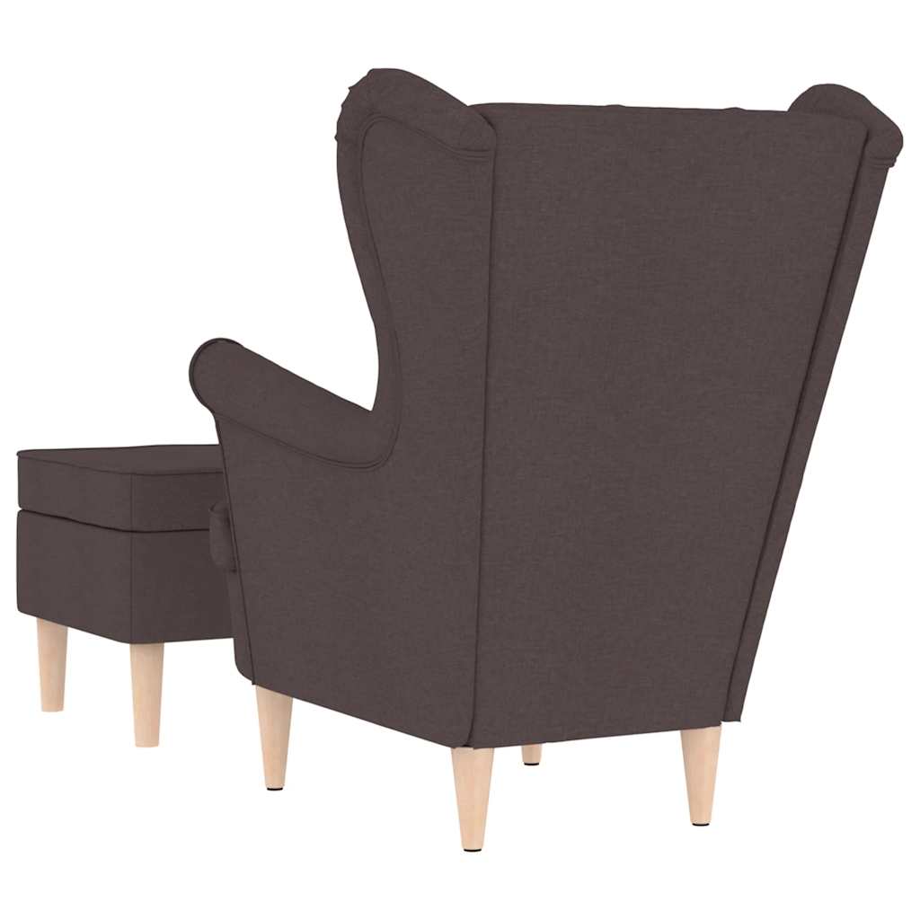 Fauteuil met voetenbankje stof donkerbruin