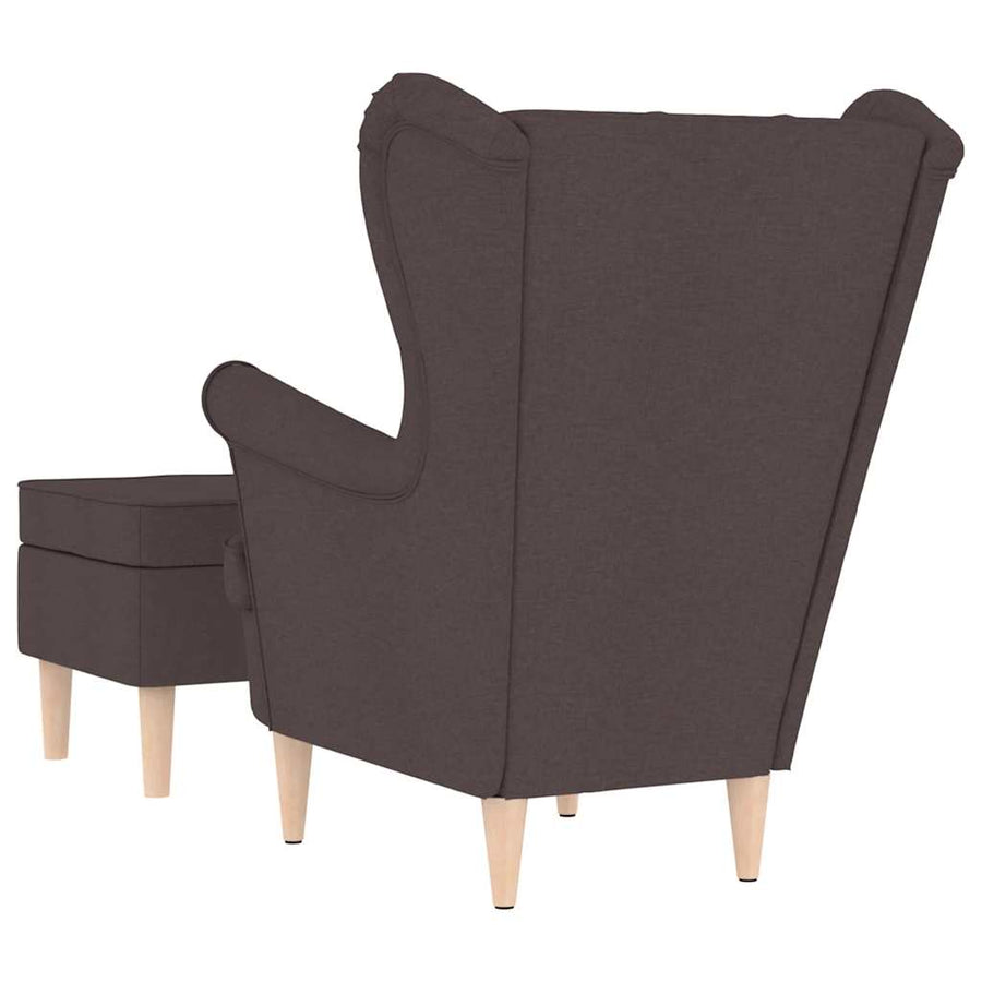 Fauteuil met voetenbankje stof donkerbruin