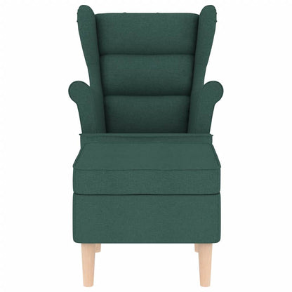 Fauteuil met voetenbankje stof donkergroen