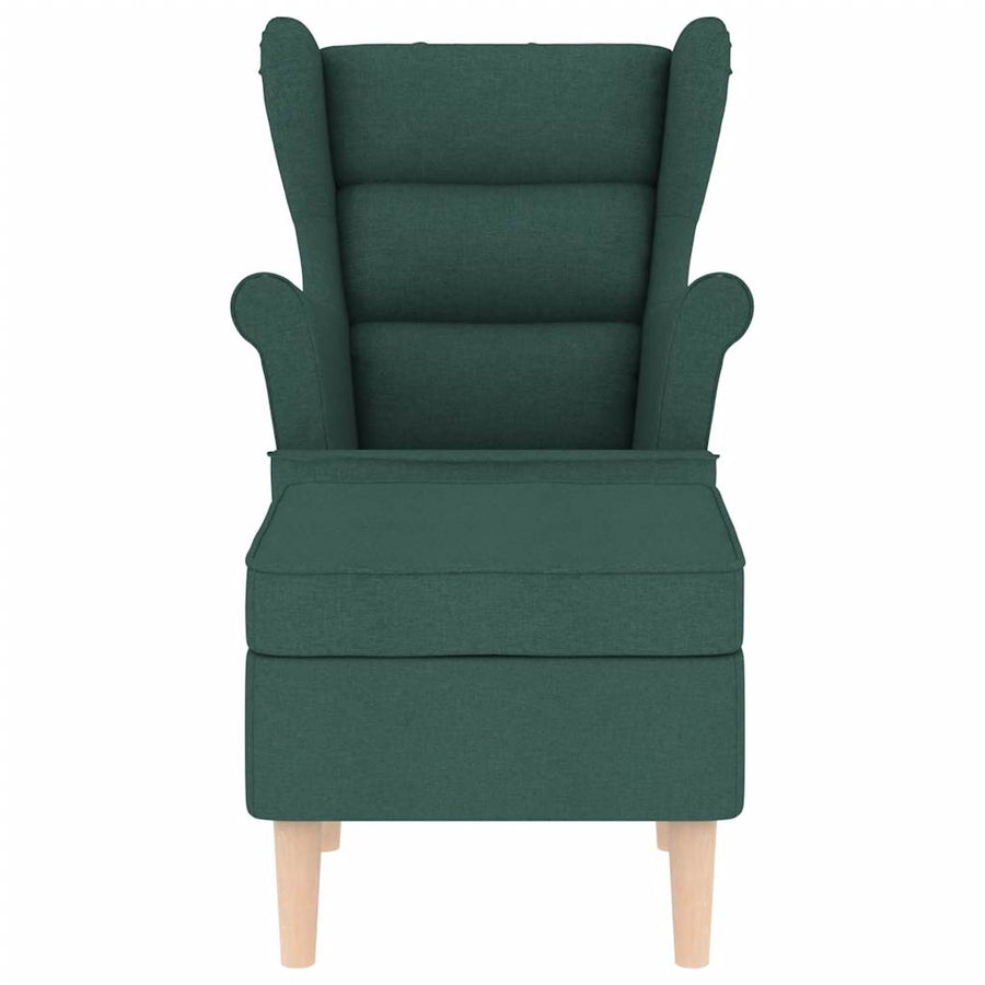 Fauteuil met voetenbankje stof donkergroen