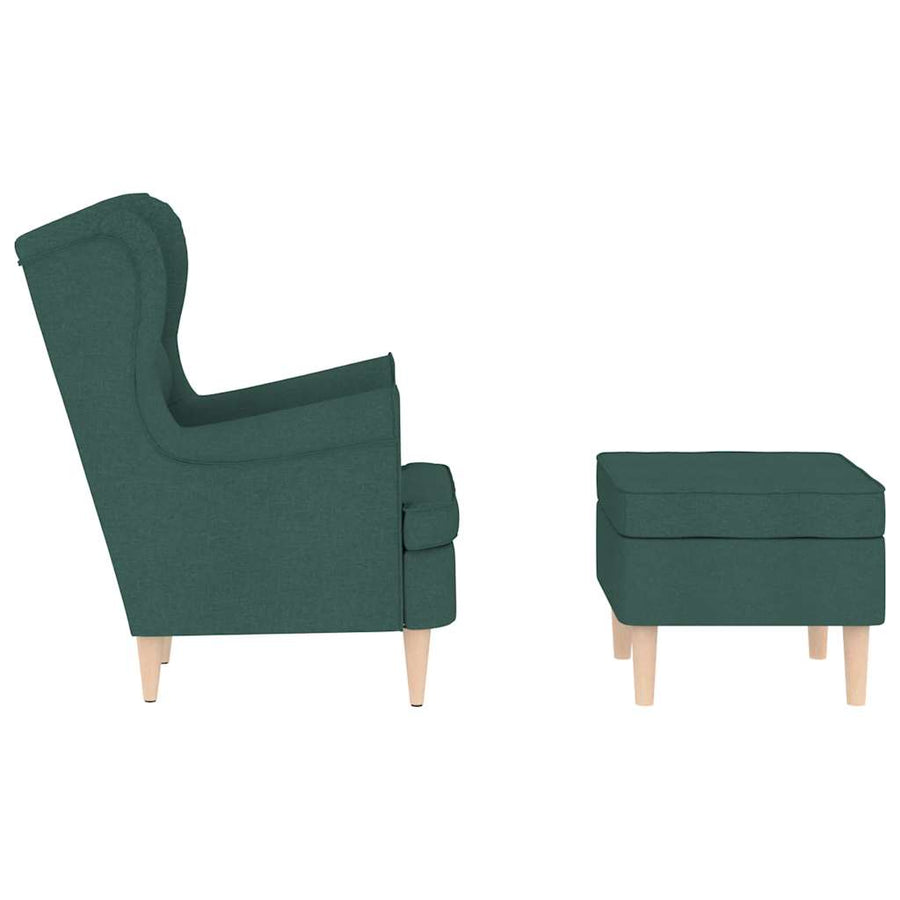 Fauteuil met voetenbankje stof donkergroen