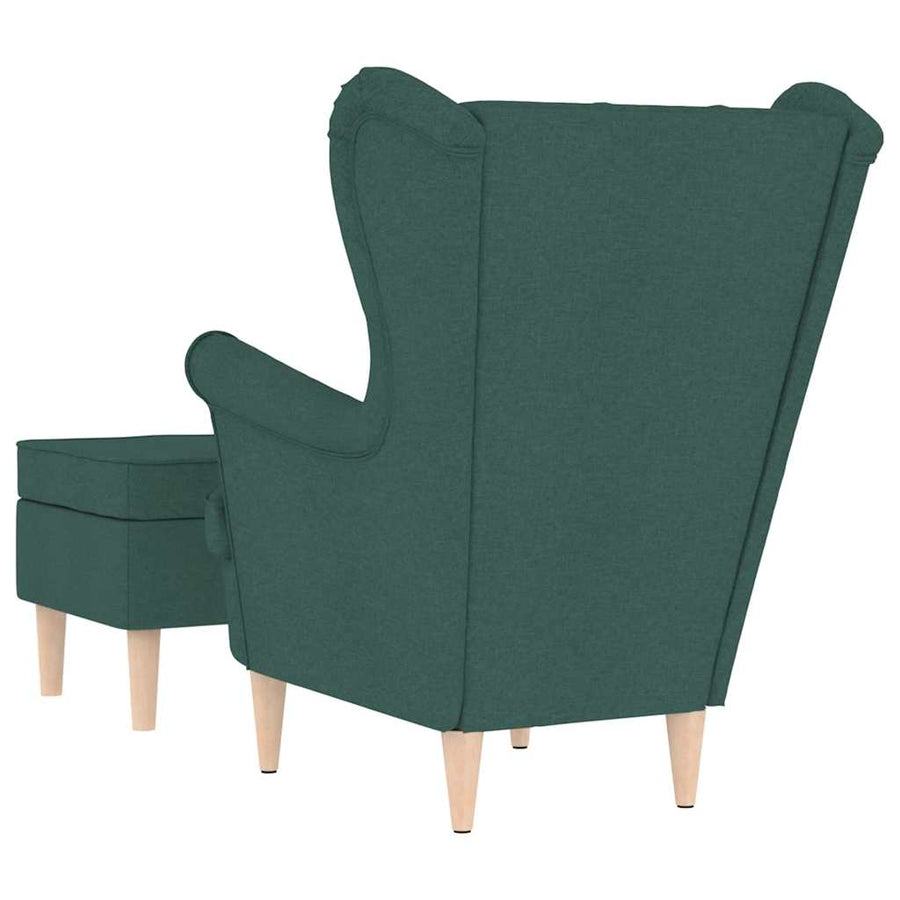 Fauteuil met voetenbankje stof donkergroen