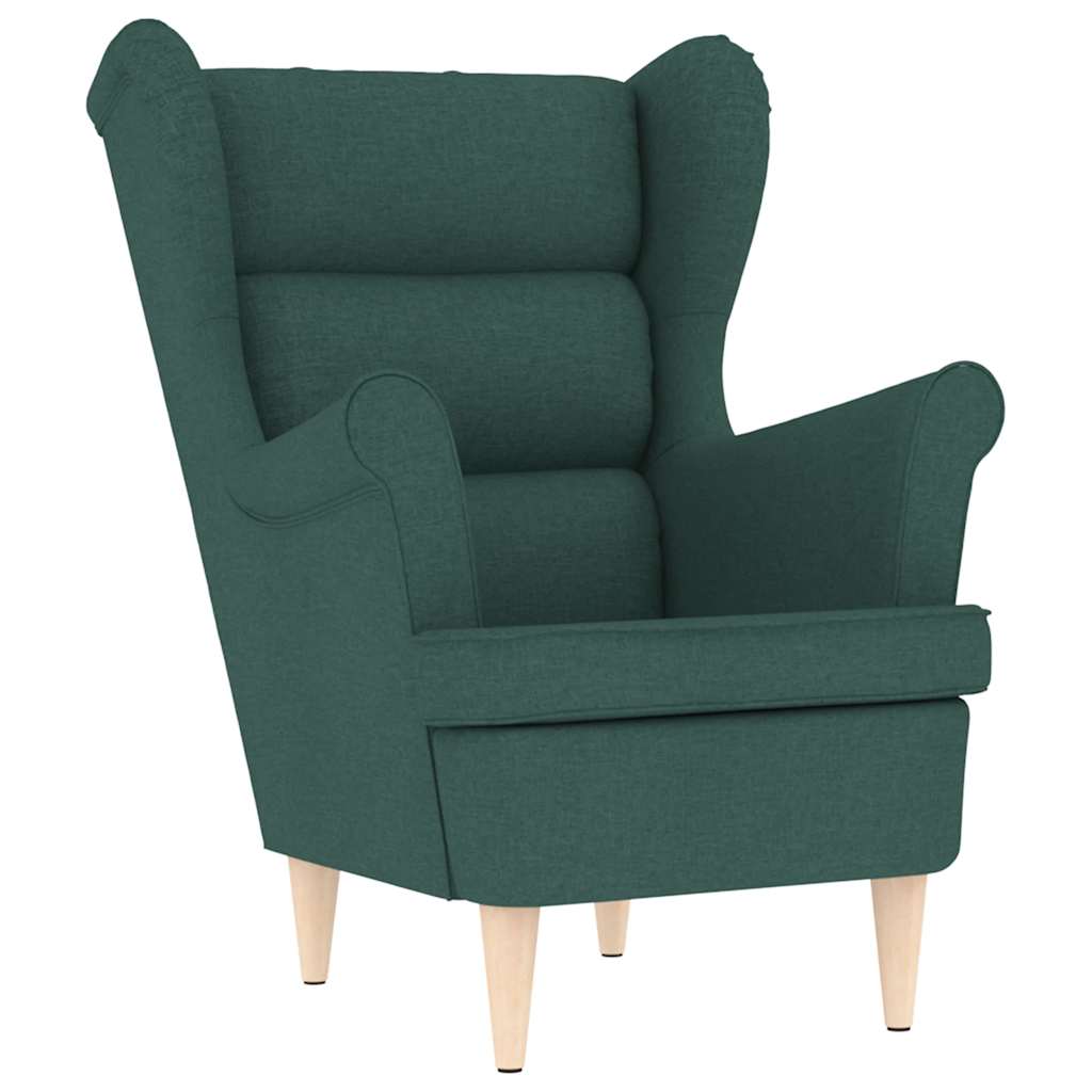 Fauteuil met voetenbankje stof donkergroen