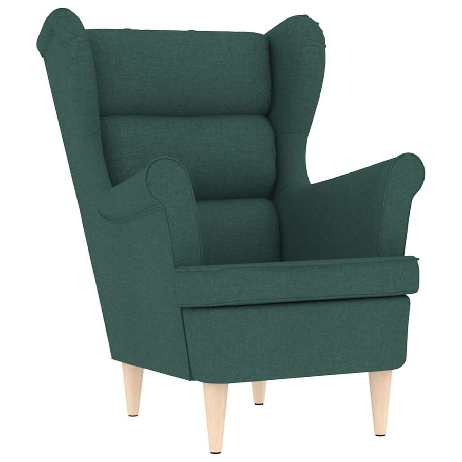 Fauteuil met voetenbankje stof donkergroen