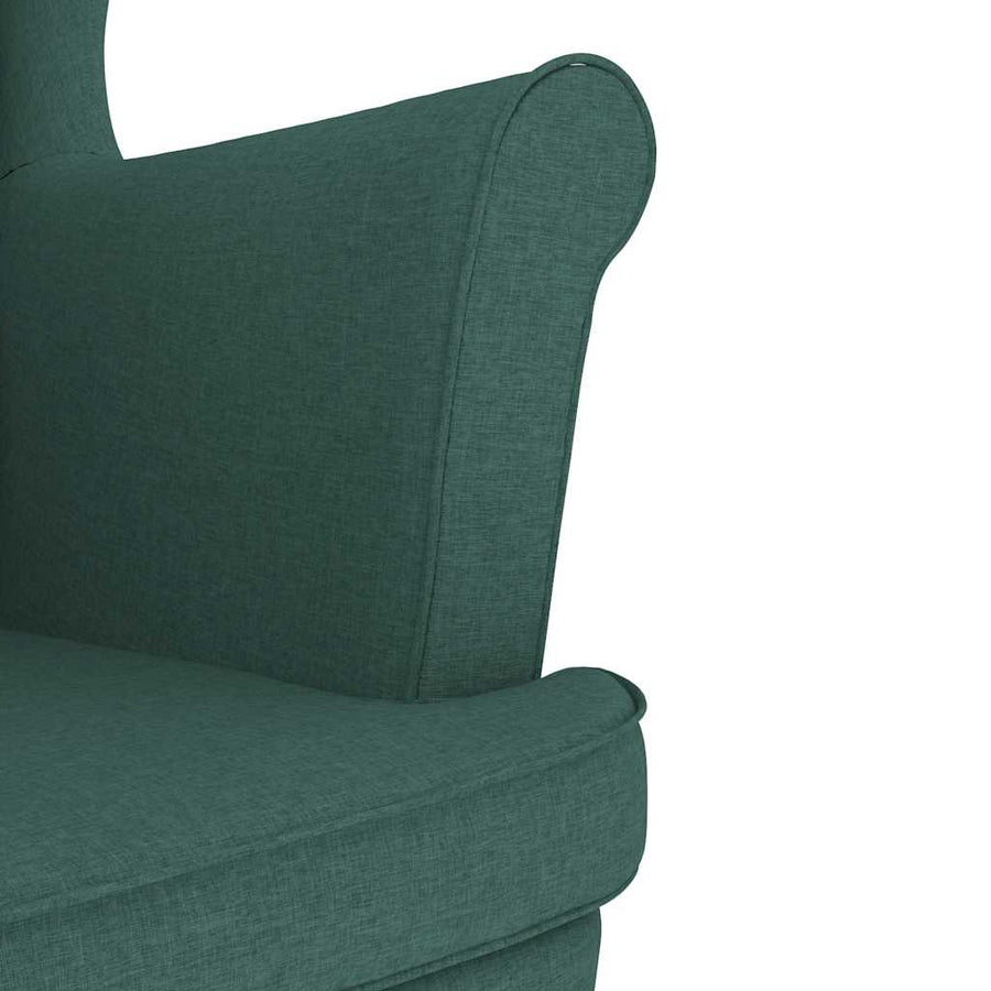 Fauteuil met voetenbankje stof donkergroen