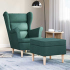 Fauteuil met voetenbank donkergroen polyester