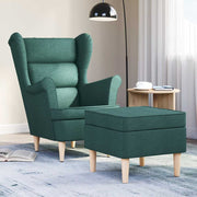Fauteuil met voetenbank donkergroen polyester