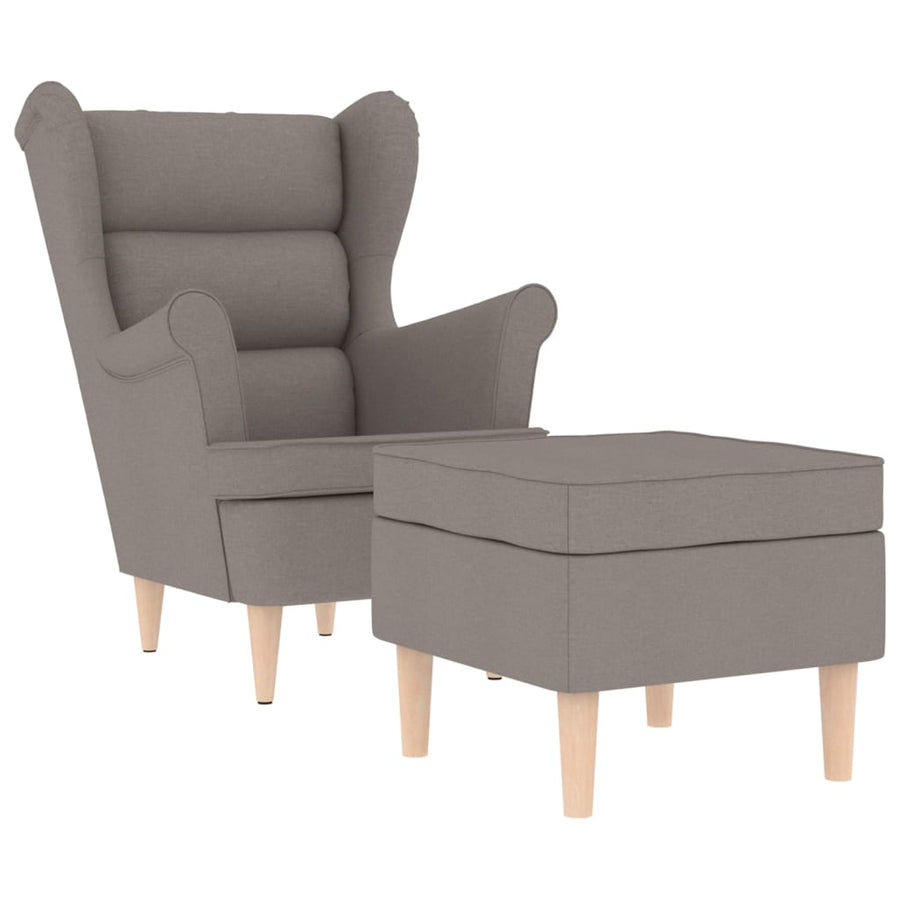 Fauteuil met voetenbankje stof taupe