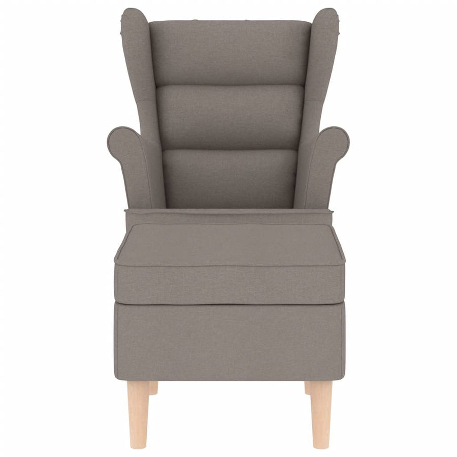 Fauteuil met voetenbankje stof taupe