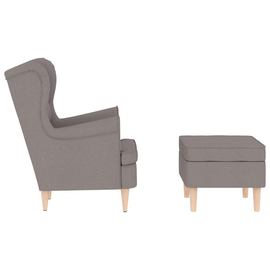 Fauteuil met voetenbankje stof taupe