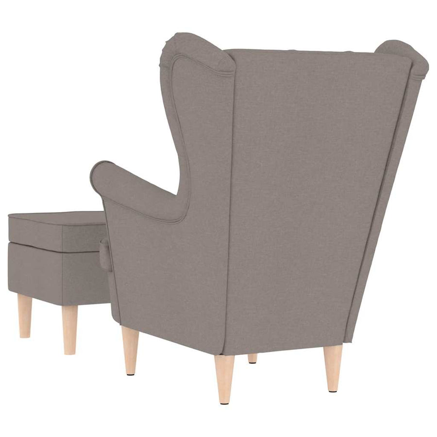 Fauteuil met voetenbankje stof taupe